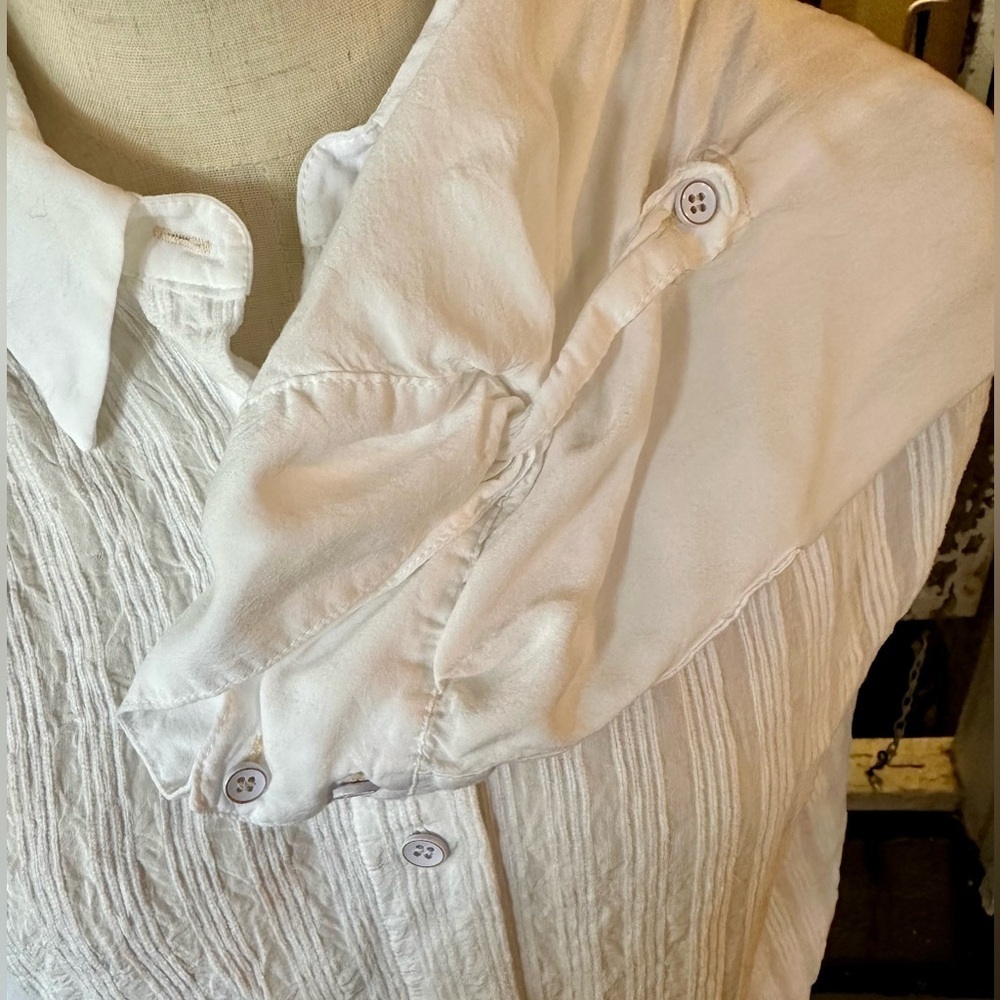 Anthropologie White Crinkle Button-Down Tunic Shirt Size S - Picture 5 of 9